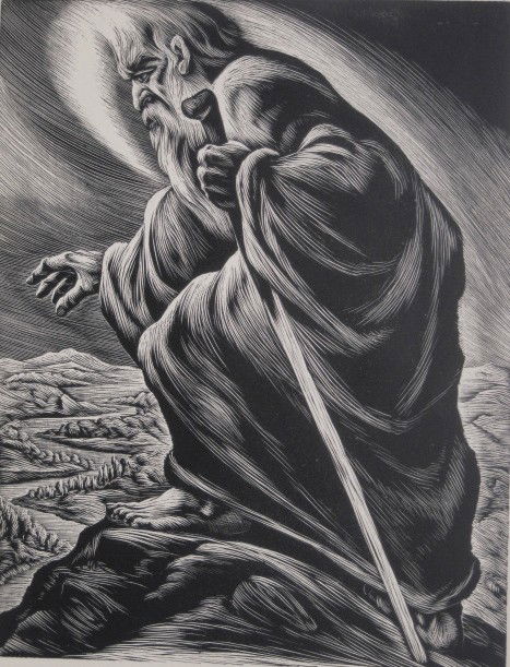 Isaac Friedlander wood engraving: Isaac Friedlander (American 1860-1968)- ''Moses''- wood engraving, signed in pencil, very good condition. 11 x 8 1/2''