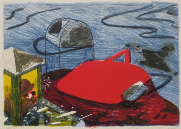 Charles Garabedian 9 etchings and 2 lithographs: Charles Garabedian (American 1923-)- ''You Are Going On A Trip''; ''Artist and Model''; ''Henry Inn #7''; ''Prehistoric Figures''; ''Crucifixion''; ''Night Parthenon''; ''Brick Through The Window''; '