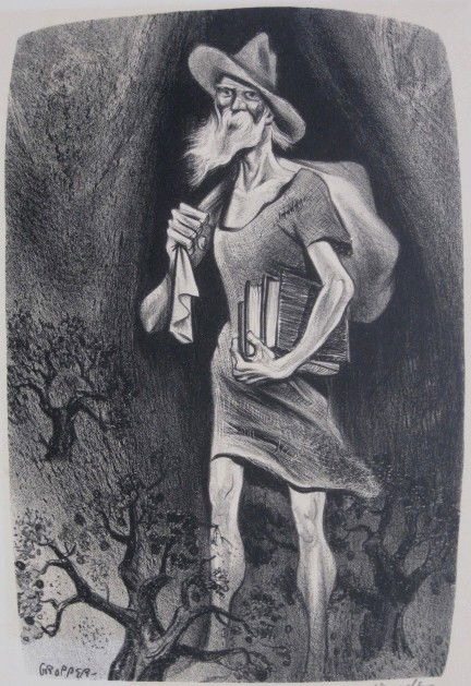 William Gropper lithograph: William Gropper (American 1887-1977)- ''Johnny Appleseed''- lithograph, signed in pencil, AAA edition of 250, light struck. 13 1/4 x 8 1/4''