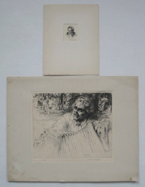 Arthur W. Heintzelman 2 etchings: Arthur W. Heintzelman (American 1890-1965)- ''La Farandole'' (Smith 150); ''Study of Young Beethoven'' (S. 254)- 2 etchings, 1929, 1941, both signed in pencil, editions of 100 and 250 respectively, 'L