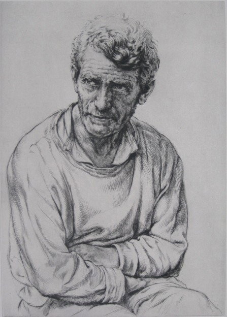 Arthur W. Heintzelman drypoint: Arthur W. Heintzelman (American 1890-1965)- ''Lancaster County Farmer''- drypoint, 1945, signed in pencil, edition of 500, one of his best plates, done for the Society of Print Connoisseurs, slightly 