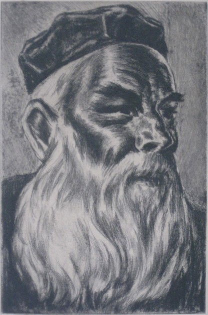 Irwin Hoffman etching: Irwin Hoffman (American 1901-1989)- ''Man of God''- etching, signed and titled in pencil, light struck, some minor foxing. 9 x 5 7/8''