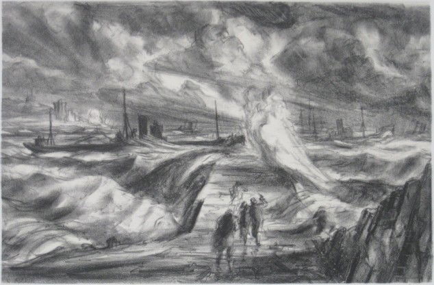 Reginald Marsh lithograph: Reginald Marsh (American 1898-1954)- ''St. Jean de Luz'' (Sasowsky 12)- lithograph, 1928, signed and annotated '40 proofs' in pencil. 8 1/8 x 12 5/8''