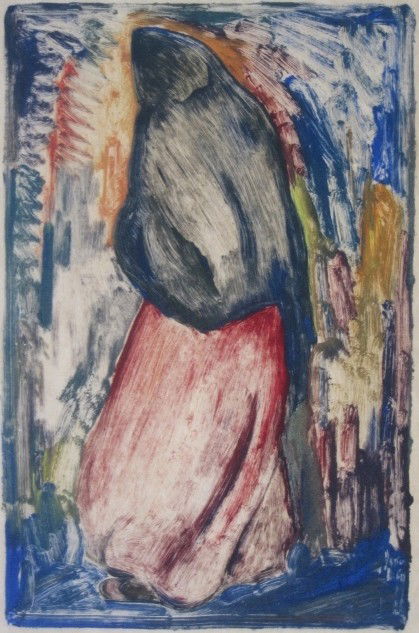 Carl Pappe monoprint: Carl Pappe (American 1900-1998)- ''Figure''- monoprint, ca. 1930's, signed and titled in pencil. 17 x 11 1/8''