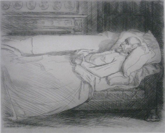 John Sloan etching: John Sloan (American 1871-1951)- ''Silence'' (Morse 176)- etching, 1915, edition of 75, very good condition. 9 1/4 x 11 1/2''
