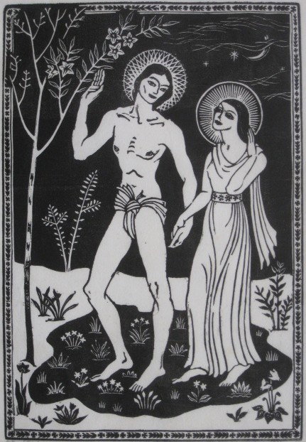 Mina Billmyer wood engraving: Mina Conant Billmyer (American 1910-1999)- ''Rite of Spring''- wood engraving, signed and titled in pencil, some staining in margins, otherwise good condition. 8 1/4 x 5 3/8''