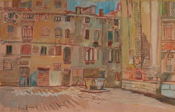 Phyllis Seltzer watercolor: Phyllis Seltzer (American 1928- )- ''S. Silmest Ro''- watercolor on paper, 1989, signed, titled and dated in pencil. 9 x 14''