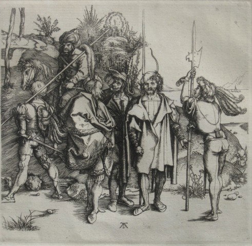 Albrecht Durer engraving: Albrecht Durer (German 1471-1528)- ''Five Soldiers and A Turk on Horseback'' (Meder 81)- engraving, ca. 1495-96, printing date unknown, very good condition. 5 1/2 x 5 5/8''