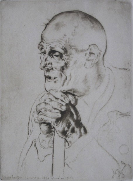 Louis Legrand etching: Louis Legrand (French 1863-1951)- ''Vieux Berger'' (Arwas 434) - etching and drypoint, 1911, signed and numbered 32/70 in pencil, collectors stamp of Gustave Pellet in red recto (Lugt 1193), soft crea