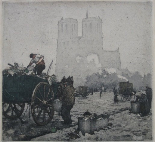 Tavik F. Simon soft-ground and aquatint: Tavik F. Simon (Czechoslovakian 1877-1942)- ''Morning in Paris'' (Baker 95)- soft-ground and aquatint in colors, 1911, signed and annotated 'epr. d' art' in pencil, published by Gesellschaft fur Vervi