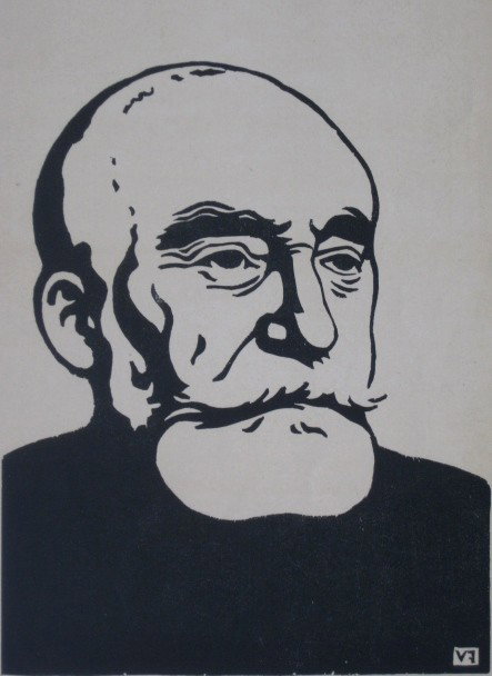 Felix Vallotton woodcut: Felix Vallotton (Swedish 1865-1925)- ''Puvis De Chevannes'' (Vallotton/ Goerg 200)- woodcut,1898, as published in 'The Studio', very good condition. 7 x 5''