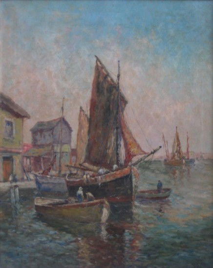 William Ward jr. oil: William Ward Jr. (British 1829-1908)- ''The Fishing Village''- oil on canvas, signed William Ward Jr. lower left, very good condition. 30 x 24''