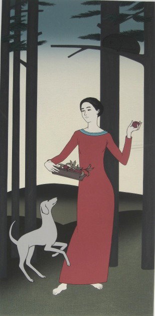 Will Barnet silkscreen: Will Barnet (American 1911-)- ''Persephone'' (Szoke 178)- silkscreen in colors, 1982, signed, dated, titled and numbered 193/250 in pencil, some scuffs in image. 34 x 16 1/2''