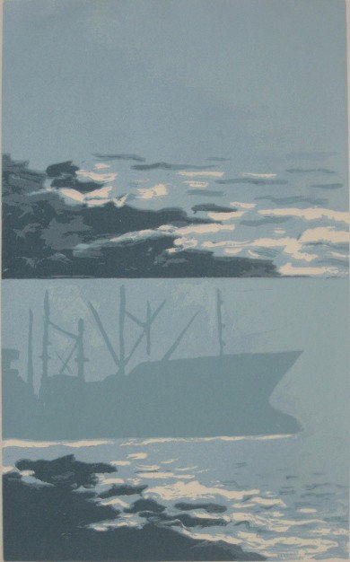 Richard Bosman silkscreen: Richard Bosman (American 1944-)- ''Shadow of Blue''- silkscreen in colors, signed and numbered 4/120 in pencil, very good condition. 21 1/2 x 13 1/2''