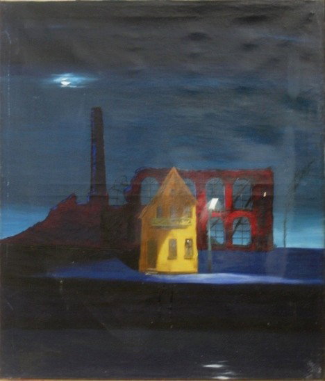 Guy Debois oil: Guy Debois- Street Scene at Night- oil on canvas, 1967, signed and dated lower left, good condition. 27 1/2 x 23 1/2''