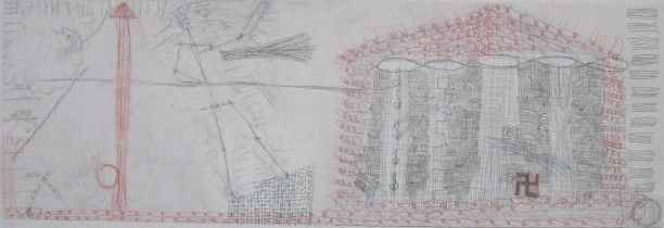 Charles Garabedian etching: Charles Garabedian (American 1923-)- ''Cultural Scraps''- etching, 1987, signed, dated, titled and numbered 12/39 in pencil, very good condition. 17 1/2 x 40 1/2''