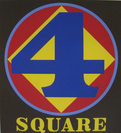 Robert Indiana silkscreen: Robert Indiana (American 1928-)- ''Square'' (Sheehan 86)- silkscreen in colors, 1975, signed, dated and numbered 53/100 in pencil, from the portfolio ''Polygon''. 24 x 22'' Provenance: The New Gallery
