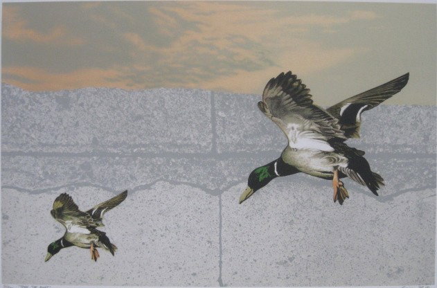 Michael Knigen lithograph: Michael Knigen (American 20th c.)- Take The Point- lithograph in colors, 1979, signed, titled, dated and numbered 59/300 in pencil, very good condition. 25 1/2 x 16 1/2''