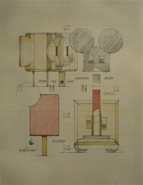 Claes Oldenburg off-set lithograph: Claes Oldenburg (American 1929-)- ''System of Iconography - Plug, Mouse, Good Humor, Lipstick, Switches'' (Axsom & Platzer 75)- off-set lithograph, 1971, signed and numbered 105/250 in pencil. 28 x 23