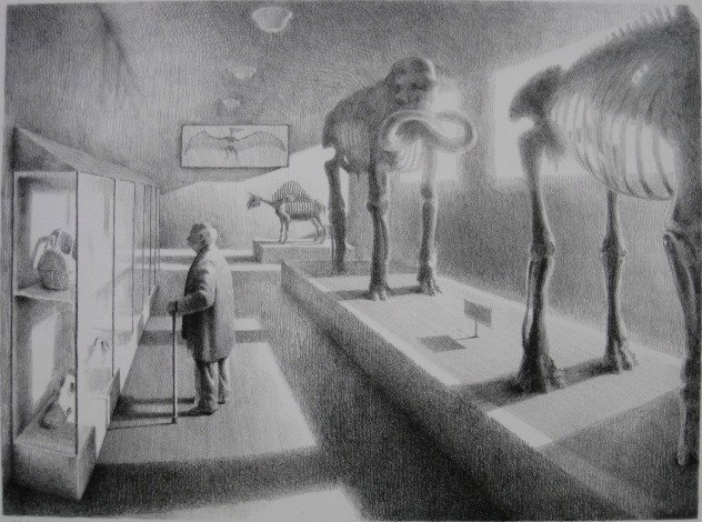 Richard Pantell lithograph: Richard Pantell (American 20th c.)- ''Not of This Time''- lithograph, 1987, signed, dated, titled and numbered 37/125 in pencil, very good condition. 13 3/4 x 18 1/2''