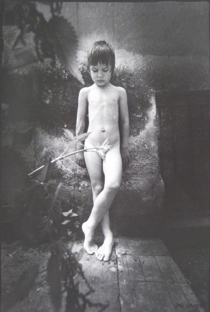 Jan Saudek photograph: Jan Saudek (Czechoslovakian 1935-)- Nude Child- photograph. 11 x 7 1/2''