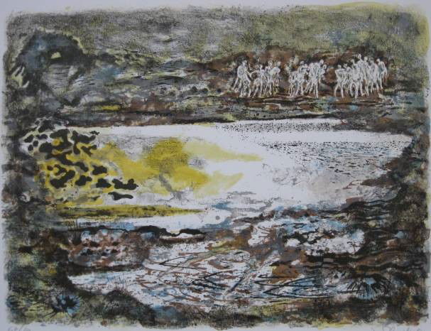 Georges Schreiber lithograph: Georges Schreiber (American 1904-1977)- Untitled (Abstract)- lithograph in colors, signed numbered in pencil, edition of 100, very good condition. 17 1/2 x 23 1/2''