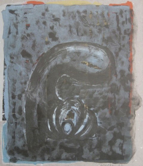 John Walker lithograph: John Walker (American 1939)- Sorrow- lithograph and woodcut in colors, 1992, signed, dated and numbered 56/80 in pencil, very good condition. 18 3/4 x 16 1/2''