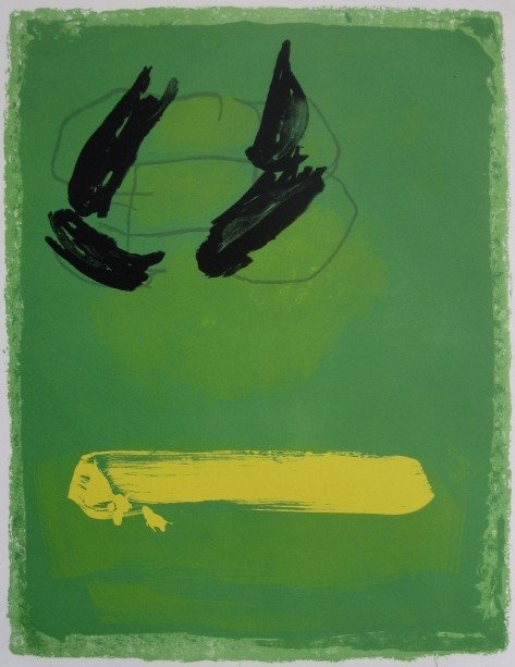Adja Yunkers lithograph and screenprint: Adja Yunkers (American 1900-1983)- Falling Birds- lithographs and screenprint in colors, 1978, signed and numbered 55/100 in pencil, very good condition. 28 x 22''