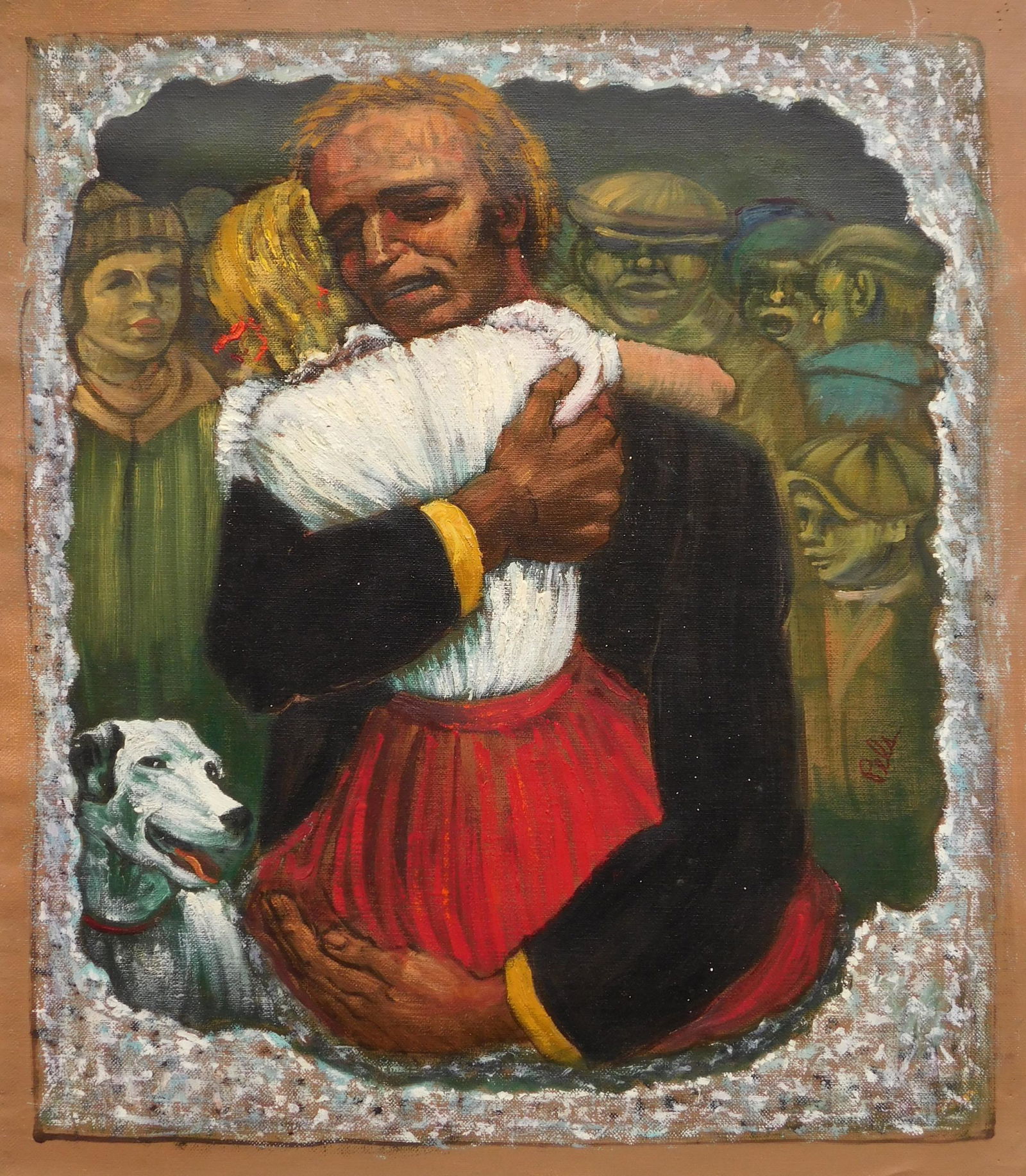 Albert Pels oil: Albert Pels (American 1910-1998) ''Little Girl- Lost & Found''- oil on canvas, signed Pels right edge and titled verso, good condition. 23 3/4 x 20 1/2'' Provenance: Descended through family Collectio