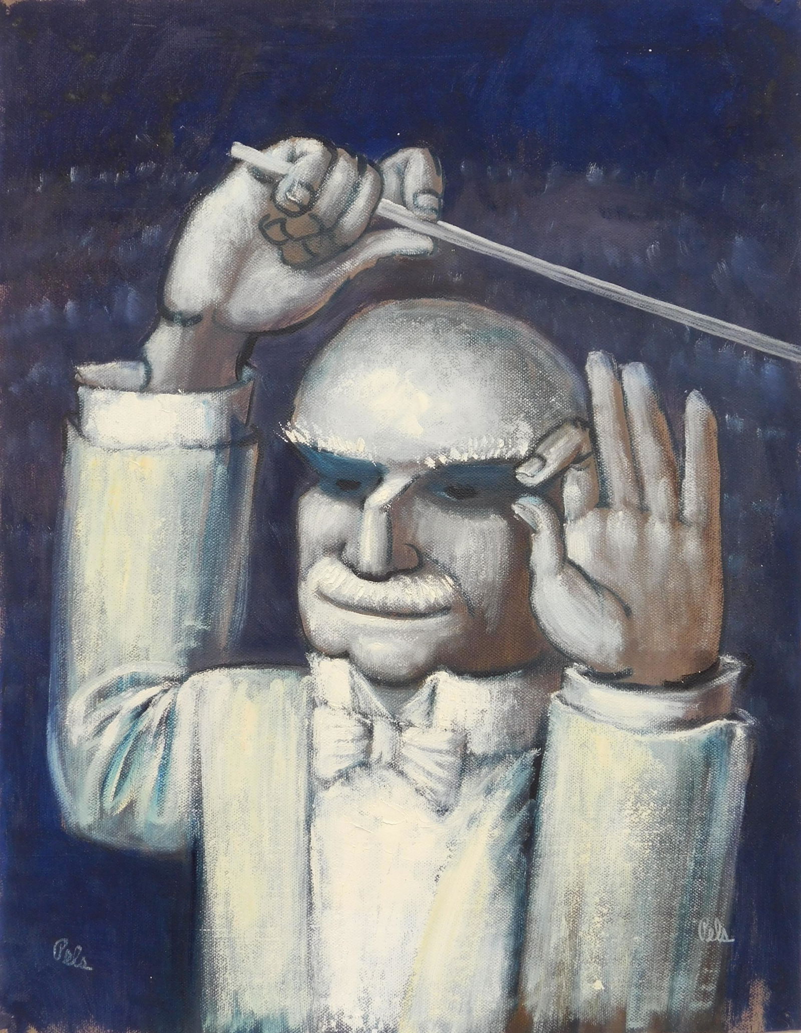 Albert Pels oil: Albert Pels (American 1910-1998) ''The White Baton''- oil on canvas, signed Pels lower right and lower left, titled verso, good condition. 17 7/8 x 13 7/8'' Provenance: Descended through family Collec