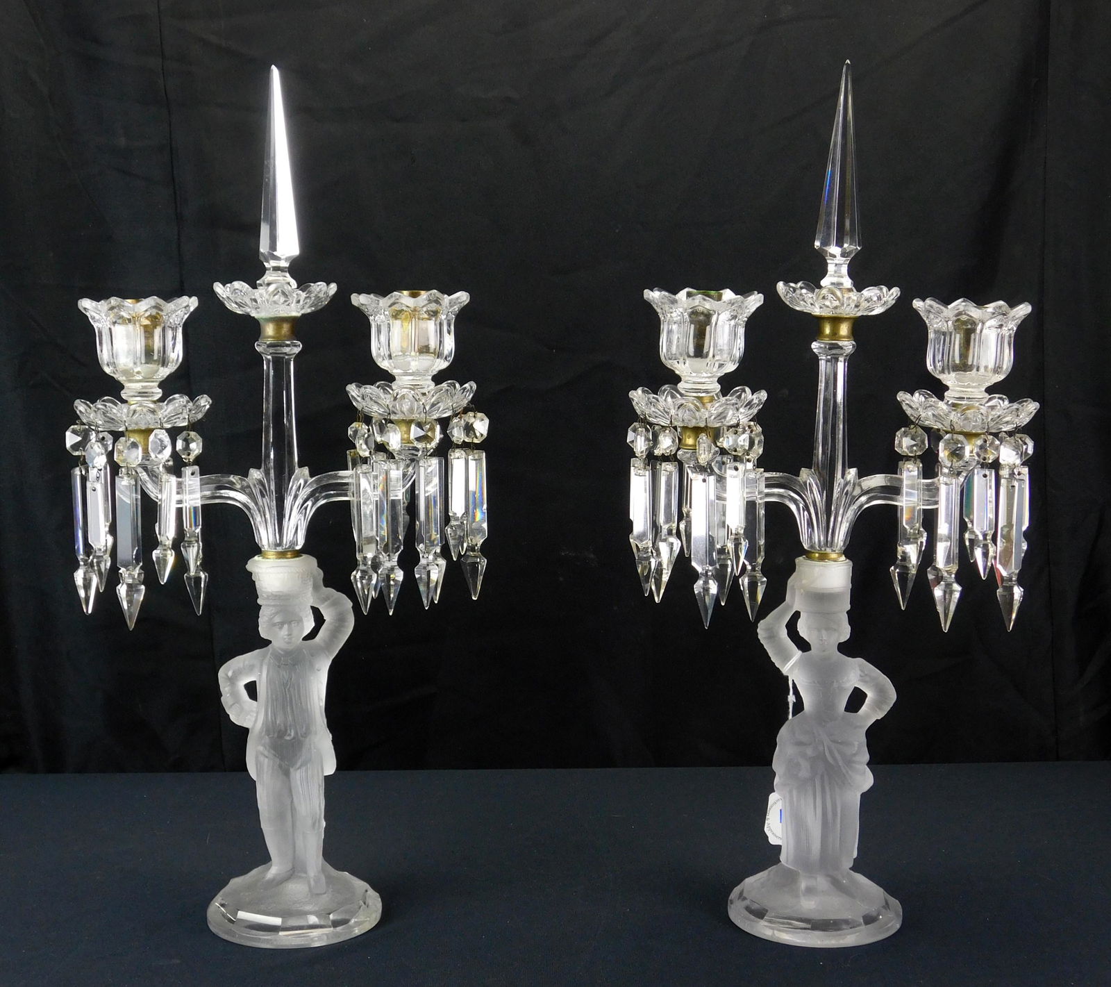 Pair of Baccarat figural glass candlesticks (1 of 4)