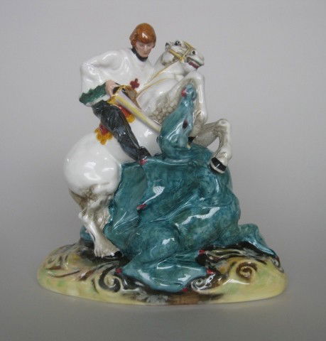 Royal Doulton Porcelain Figurine: Royal Doulton Porcelain Figurine- ''St. George'' HN 2051, designed by M. Davies, issued 1950-1985. 7 1/2''
