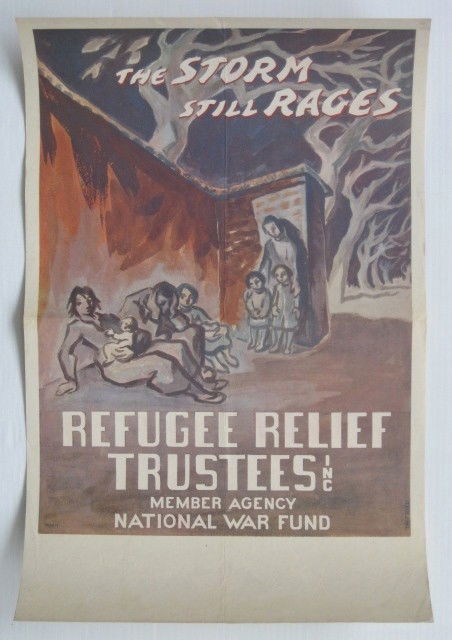 4 World War II poasters: 4 World War II posters- 1. after T. H. Fried- ''Refugee Relief Trustees Inc.''- LIPBA SA No.1, Union label NY. 2. ''Workers Need Freedom from Worry''- Eldredge Co., Brooklyn, NY, Allied printing, N.Y.