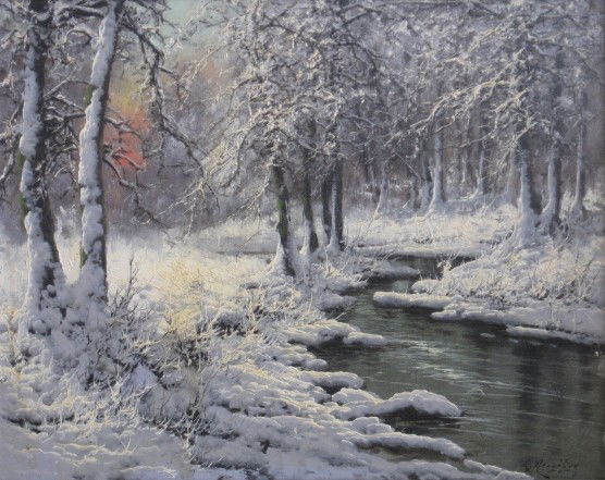 Laszlo Neogrady oil: Laszlo Neogrady- Winter Landscape- oil on canvas, signed L. Neogrady lower right, very good condition. 24 x 30''