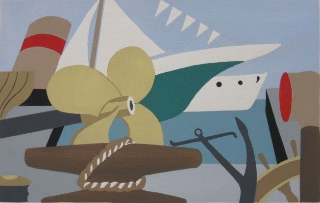 H. Billings and I. Karsz silk-screens: Henry Billings- ''Marine Elements'' together with Ilonka Karasz- ''On The Lawn''- 2 silk-screens in colors, published by American Artists Group, edition of abut 200, very good condition, various sizes