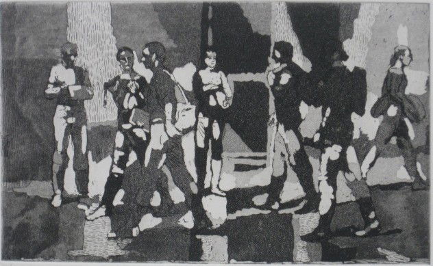 Isabel Bishop etching (2): Isabel Bishop- ''Seven Students'' (Teller 79) & ''Girls at Counter'' (Teller 81)- 2 etchings and aquatints, 1981, 1982, both signed and numbered in editions of 75, from the editions as published in 19