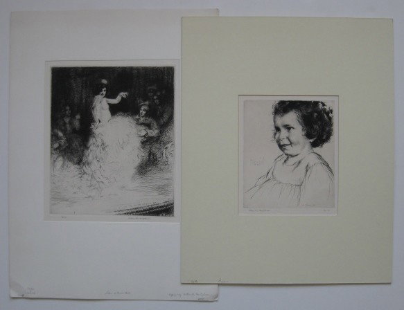 Arthur Heintzelman etchings (2): Arthur Heintzelman- ''Scene de Musique Hall'' (Smith 153) & ''Pigeon'' (Smith 183)- 1 etching and 1 drypoint, 1929, 1933, both signed in pencil, edition of 100 and 60, 'Pigeon' slightly light struck a