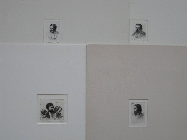 Arthur Heintzelman etchings (4): Arthur Heintzelman- ''Study of Three Apostles''; ''Study of Apostle No. 1''; ''Study of Apostle No. 2''; and ''Study of Apostle No. 3'' (Smith 195-198)- 4 etchings, 1935, all signed in pencil, edition