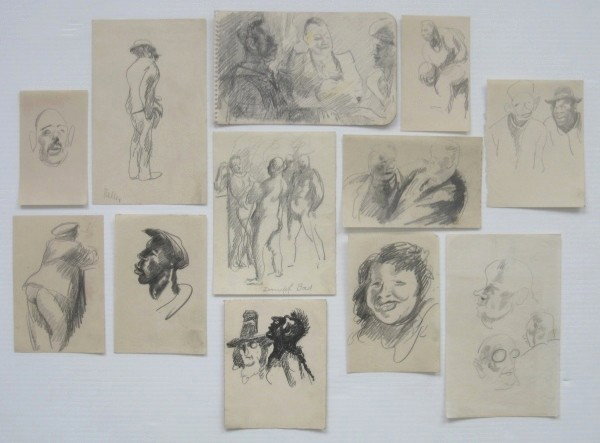 Henry Keller graphite: Henry G. Keller- Untitled- 15 graphite's on paper, ca. 1930-40's, mostly figural studies, generally good condition, various sizes.