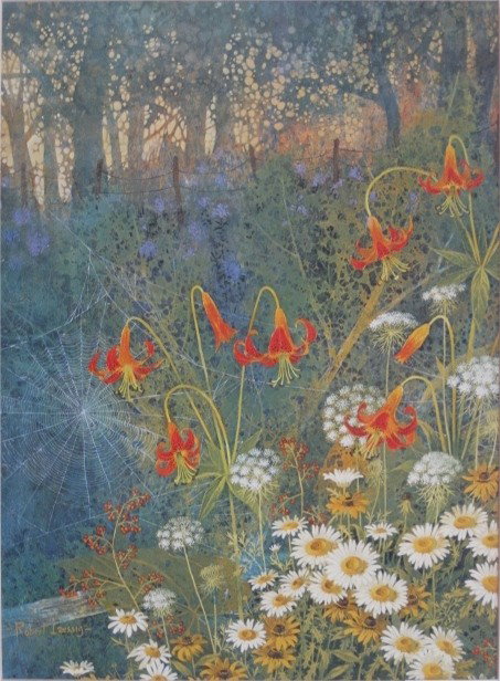 after Robert Laessig lithograph: after Robert Laessig- Wild Flower Study- off-set lithograph with attached autograph in pencil, very good condition. 16 x 11 1/2''