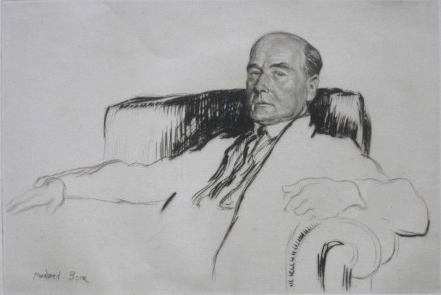 Muirhead Bone etching: Muirhead Bone- ''Portrait of Stephen Bone''- etching, bears signature, good condition. 5 1/2 x 8 1/4''