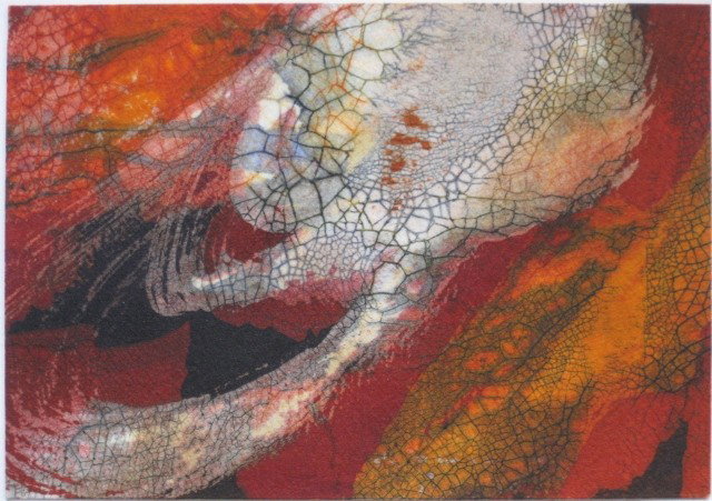 Otto Brunner mixed media: Otto Brunner- Untitled- mixed media on paper, signed in pencil on mount, very good condition. 3 7/8 x 5 1/2''