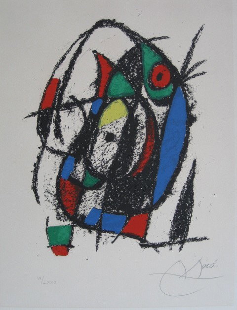 Joan Miro lithograph: Joan Miro- ''Lithograph II'' (Maeght 1040)- lithograph in colors, 1973, signed and numbered v/lxxx in pencil, very good condition. 17 1/2 x 14 3/8''