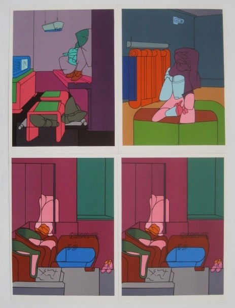 Valerio Adami 4 lithographs - Derriere Le Miroir: Valerio Adami 4 lithographs in colors, taken from Derriere Le Miroir, good condition. 13 3/4 x 10 1/4''
