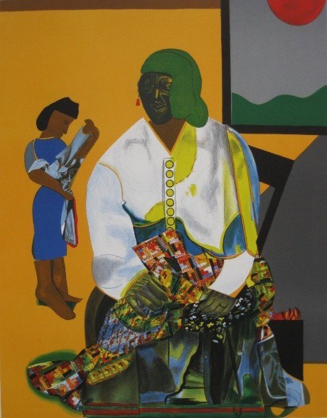 Romare Bearden lithograph: Romare Bearden- ''Mecklenburg Autumn''- lithograph in colors, 1979, signed and numbered 162/175 in pencil, very good condition. 22 15/16 x 17 7/8''Reference: Figure 60, Page 77 in ''A Graphic Odyssey:
