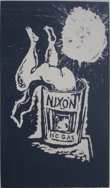Hans Burkhardt silkscreen: Hans Burkhardt- ''Nixon- No Gas''- silkscreen, signed in pencil, very good condition. 25 1/4 x 14 3/4''