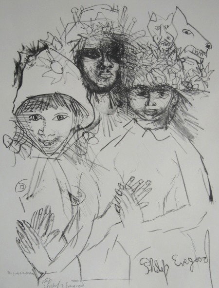 Philip Evergood 4 lithographs: Philip Evergood- ''Family''; ''Girl and Old Dog''; ''The Girls and The Wolves'' and ''Subway Faces''- 4 lithographs, all signed in pencil, very good condition, various sizes.