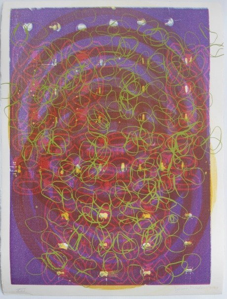 Jason Mead lithograph and silkscreen: Jason Mead- Hybrids- lithograph and silkscreen monoprint in colors, 2004, signed, dated and numbered 16/20 in pencil, very good condition. 28 1/2 x 22 1/4''