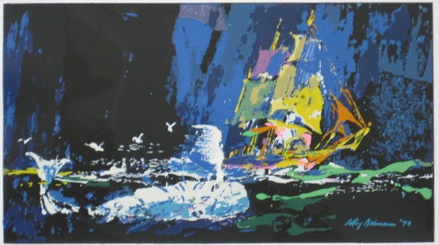 Leroy Neiman silkscreen and book: Melville, Herman, Leroy Neiman and Jacques Cousteau- ''Moby Dick or The Whale'' limited Edition, Mount Vernon, NY, first edition, one of 1500 numbered copies printed at the Press of A. Colish. The fro