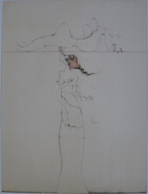 Paul Wunderlich lithograph in colors: Paul Wunderlich- ''Salomo II 3: ...und Seine Frucht ist meiner Kehle sub...'' (Riediger 360)- lithograph in colors, 1969, stamped 'Aquarius Press 1970 verso, very good condition. 25 3/4 x 20'' (sheet)